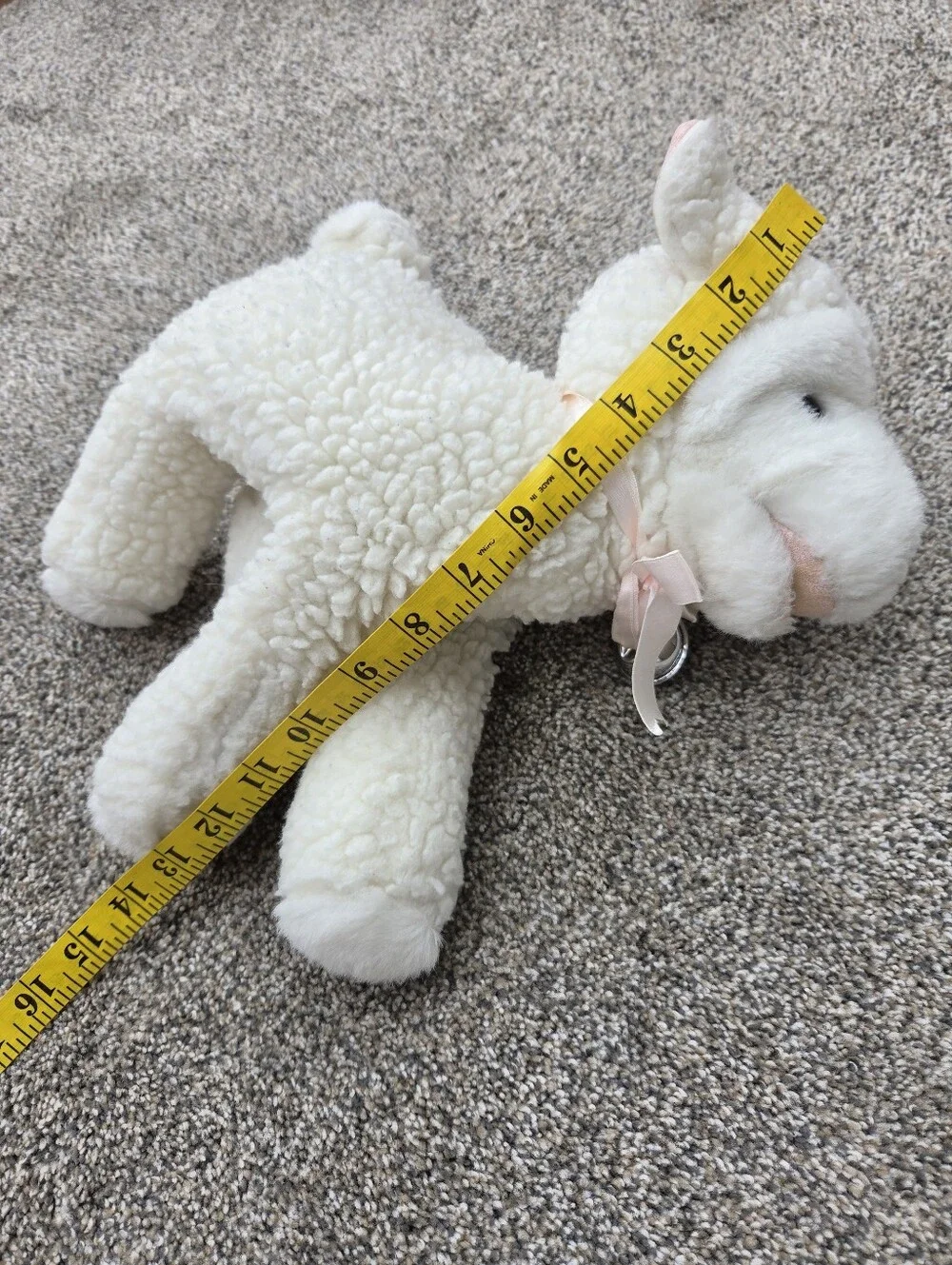 Vtg Mervyn’s Playful Pals White Lamb Hand Puppet Plush Stuffed Animal with Bell